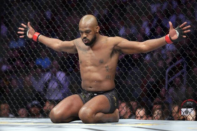 Jon Jones goes through his pre-fight routine in the ring before a light heavyweight mixed martial arts bout against Dominick Reyes at UFC 247 Saturday, Feb. 8, 2020, in Houston. (AP Photo/Michael Wyke) Jon Jones goes through his pre-fight routine in the ring before a light heavyweight mixed martial arts bout against Dominick Reyes at UFC 247 Saturday, Feb. 8, 2020, in Houston. (AP Photo/Michael Wyke)