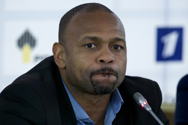 Former world boxing champion Roy Jones Jr attends a press conference after picking up his Russian passport on Tuesday, in Moscow, Russia, Wednesday, Oct. 28, 2015. His Russian citizenship was granted earlier by President Vladimir Putin. (AP Photo/Ivan Sekretarev) Former world boxing champion Roy Jones Jr attends a press conference after picking up his Russian passport on Tuesday, in Moscow, Russia, Wednesday, Oct. 28, 2015. His Russian citizenship was granted earlier by President Vladimir Putin. (AP Photo/Ivan Sekretarev)