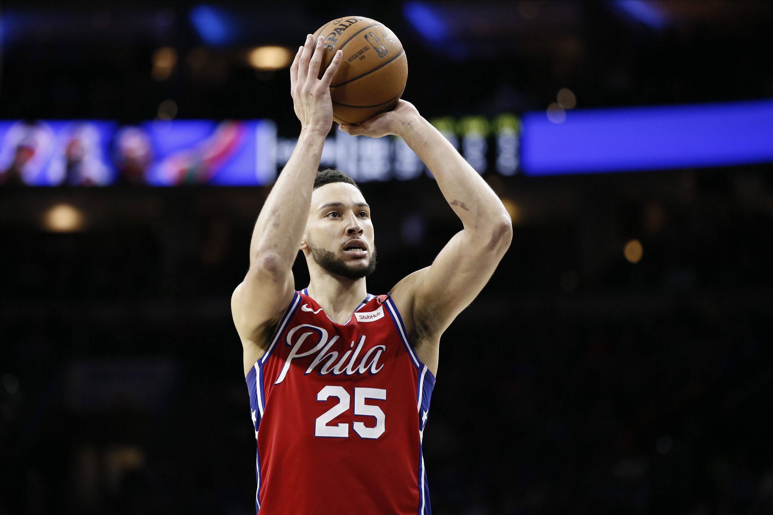Philadelphia 76ers' Ben Simmons plays during an NBA basketball game against the Los Angeles Clippers, Tuesday, Feb. 11, 2020, in Philadelphia. (AP Photo/Matt Slocum)