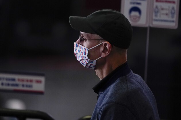 NBA Commissioner Adam Silver attends an NBA basketball game between the Dallas Mavericks and the Los Angeles Clippers Wednesday, Aug. 19, 2020, in Lake Buena Vista, Fla. (AP Photo/Ashley Landis, Pool)