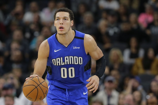 Orlando Magic forward Aaron Gordon (00) during the second half of an NBA basketball game against the San Antonio Spurs in San Antonio, Saturday, Feb. 29, 2020. (AP Photo/Eric Gay)