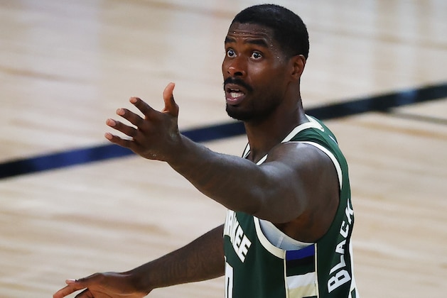 Milwaukee Bucks' Marvin Williams reacts to a call during the fourth quarter of an NBA basketball game against the Dallas Mavericks, Saturday, Aug. 8, 2020, in Lake Buena Vista, Fla. (Kevin C. Cox/Pool Photo via AP) Milwaukee Bucks' Marvin Williams reacts to a call during the fourth quarter of an NBA basketball game against the Dallas Mavericks, Saturday, Aug. 8, 2020, in Lake Buena Vista, Fla. (Kevin C. Cox/Pool Photo via AP)