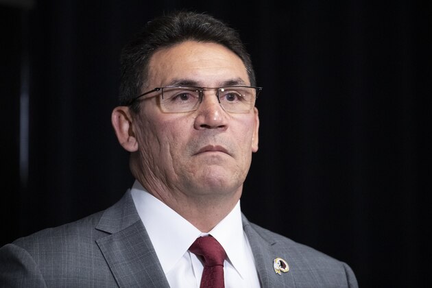 Washington Redskins head coach Ron Rivera pauses while speaking during a news conference at the team's NFL football training facility, Thursday, Jan. 2, 2020 in Ashburn, Va. (AP Photo/Alex Brandon)