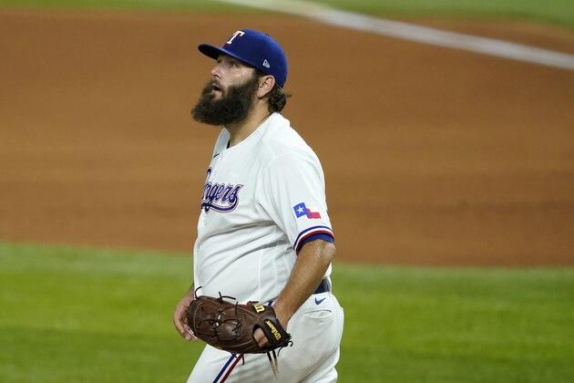 Texas Rangers' Lance Lynn walks back onto the mound as he works against the Oakland Athletics in the sixth inning of a baseball game in Arlington, Texas, Monday, Aug. 24, 2020. (AP Photo/Tony Gutierrez) Texas Rangers' Lance Lynn walks back onto the mound as he works against the Oakland Athletics in the sixth inning of a baseball game in Arlington, Texas, Monday, Aug. 24, 2020. (AP Photo/Tony Gutierrez)
