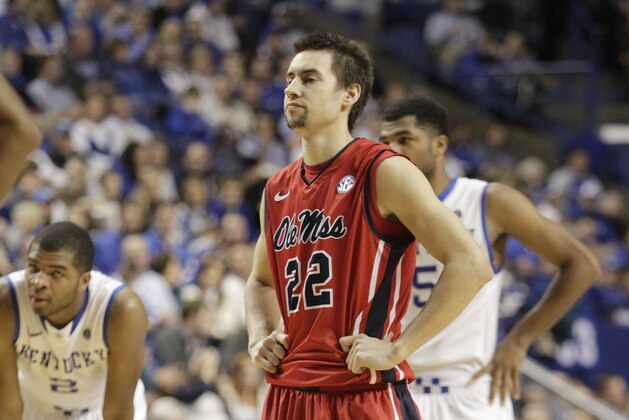Mississippi's Marshall Henderson during an NCAA college basketball game against Kentucky, Tuesday, Feb. 4, 2014, in Lexington, Ky. Kentucky won 80-64. (AP Photo/James Crisp)