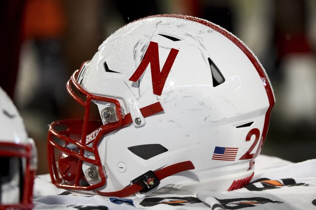 A detailed view of a Nebraska football helmet during the second half of an NCAA college football game against Maryland, Saturday, Nov. 23, 2019, in College Park, Md. (AP Photo/Will Newton)