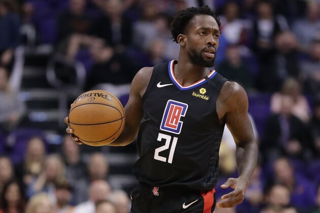 Los Angeles Clippers guard Patrick Beverley (21) against the Phoenix Suns during the second half of an NBA basketball game, Wednesday, Feb. 26, 2020, in Phoenix. (AP Photo/Matt York)