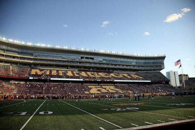 TCF Bank Stadium prior to an NCAA college football game against Minnesota and South Dakota State, Thursday, Aug. 29, 2019, in Minneapolis. (AP Photo/Stacy Bengs)
