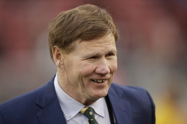 Green bay Packers president Mark Murphy looks on before the NFL NFC Championship football game between the San Francisco 49ers and the Packers Sunday, Jan. 19, 2020, in Santa Clara, Calif. (AP Photo/Ben Margot)