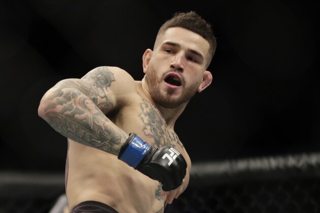 Sean Brady during a welterweight mixed martial arts bout against Court McGee, Friday, Oct. 18, 2019, at UFC Fight Night in Boston. (AP Photo/Elise Amendola)