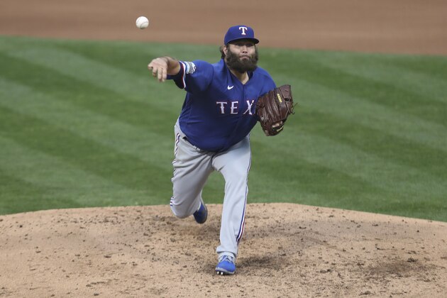 Texas Rangers pitcher Lance Lynn throws against the Oakland Athletics during the fifth inning of a baseball game in Oakland, Calif., Tuesday, Aug. 4, 2020. (AP Photo/Jed Jacobsohn) Texas Rangers pitcher Lance Lynn throws against the Oakland Athletics during the fifth inning of a baseball game in Oakland, Calif., Tuesday, Aug. 4, 2020. (AP Photo/Jed Jacobsohn)