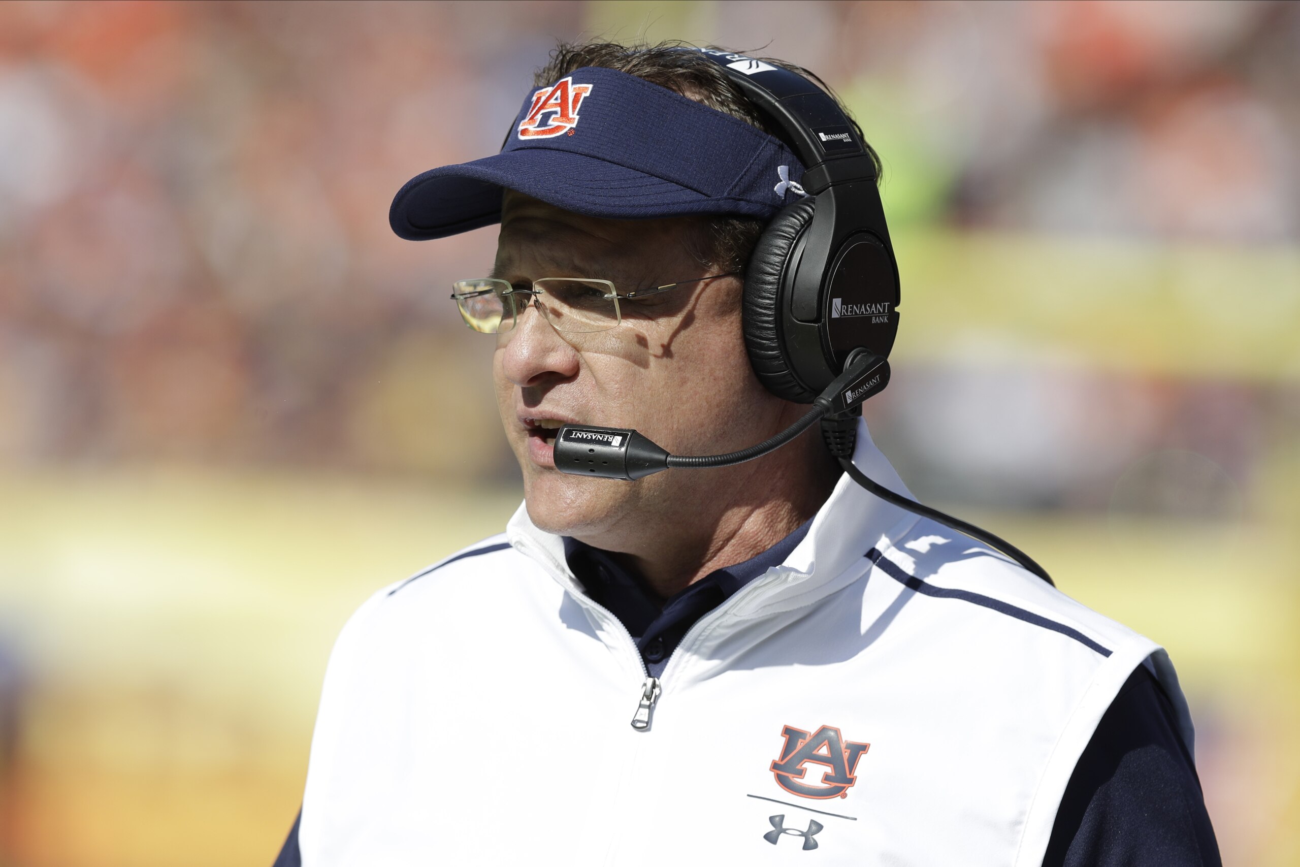 Auburn head coach Gus Malzahn during the first half of the Outback Bowl NCAA college football game against Minnesota Wednesday, Jan. 1, 2020, in Tampa, Fla. (AP Photo/Chris O'Meara)