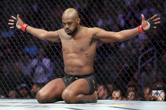 Jon Jones goes through his pre-fight routine in the ring before a light heavyweight mixed martial arts bout against Dominick Reyes at UFC 247 Saturday, Feb. 8, 2020, in Houston. (AP Photo/Michael Wyke) Jon Jones goes through his pre-fight routine in the ring before a light heavyweight mixed martial arts bout against Dominick Reyes at UFC 247 Saturday, Feb. 8, 2020, in Houston. (AP Photo/Michael Wyke)