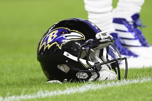 A Baltimore Ravens football helmet lies on the field before an NFL divisional playoff football game against the Tennessee Titans, Saturday, Jan. 11, 2020, in Baltimore. (AP Photo/Nick Wass) A Baltimore Ravens football helmet lies on the field before an NFL divisional playoff football game against the Tennessee Titans, Saturday, Jan. 11, 2020, in Baltimore. (AP Photo/Nick Wass)