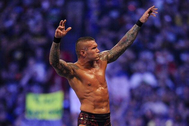 FILE- In this Sunday, April 3, 2011 file photo, WWE Superstar Randy Orton celebrates defeating CM Punk (not pictured) during WrestleMania XXVII at the Georgia Dome in Atlanta, Georgia on. World-famous WWE wrestlers such as John Cena, Shaemus and champion Randy Orton are in Saudi Arabia for three days of matches in the capital Riyadh. (Paul Abell/AP Images for WWE, File) FILE- In this Sunday, April 3, 2011 file photo, WWE Superstar Randy Orton celebrates defeating CM Punk (not pictured) during WrestleMania XXVII at the Georgia Dome in Atlanta, Georgia on. World-famous WWE wrestlers such as John Cena, Shaemus and champion Randy Orton are in Saudi Arabia for three days of matches in the capital Riyadh. (Paul Abell/AP Images for WWE, File)