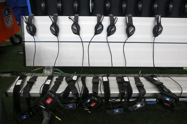 Bose head sets and radios sit on a bench before an NFL football game between the Kansas City Chiefs and Dallas Cowboys on Sunday, Nov. 5, 2017, in Arlington, Texas. (AP Photo/Michael Ainsworth) Bose head sets and radios sit on a bench before an NFL football game between the Kansas City Chiefs and Dallas Cowboys on Sunday, Nov. 5, 2017, in Arlington, Texas. (AP Photo/Michael Ainsworth)
