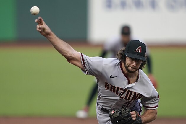 Arizona Diamondbacks starting pitcher Zac Gallen throws to a San Francisco Giants batter during the first inning of a baseball game in San Francisco, Saturday, Aug. 22, 2020. (AP Photo/Tony Avelar) Arizona Diamondbacks