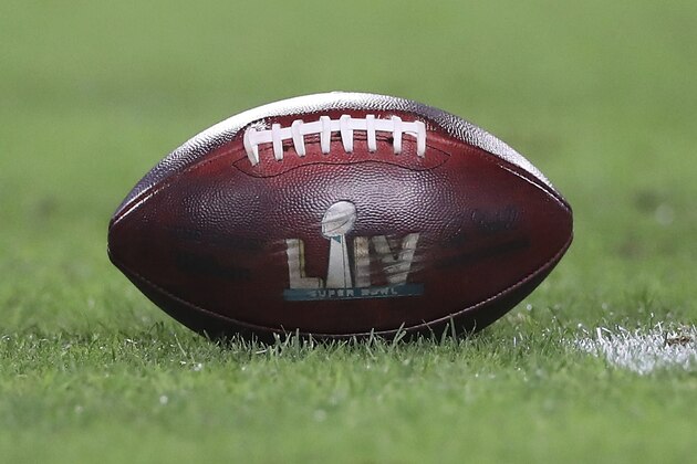 A close-up detail view of the Super Bowl 54 game ball during the second half of the NFL Super Bowl 54 football game between the San Francisco 49ers and Kansas City Chiefs Sunday, Feb. 2, 2020, in Miami Gardens, Fla. The Kansas City Chiefs won 31-20. (AP Photo/Steve Luciano) A close-up detail view of the Super Bowl 54 game ball during the second half of the NFL Super Bowl 54 football game between the San Francisco 49ers and Kansas City Chiefs Sunday, Feb. 2, 2020, in Miami Gardens, Fla. The Kansas City Chiefs won 31-20. (AP Photo/Steve Luciano)