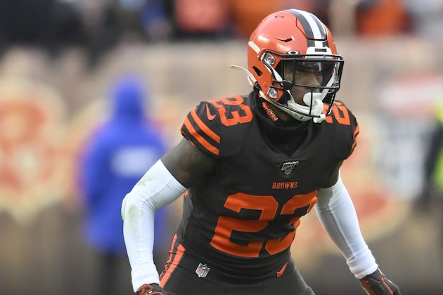 Cleveland Browns strong safety Damarious Randall runs during an NFL football game against the Cincinnati Bengals, Sunday, Dec. 8, 2019, in Cleveland. The Browns won 27-19. (AP Photo/David Richard)