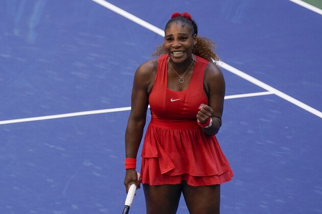 Serena Williams, of the United States, reacts after defeating Sloane Stephens, of the United States, during the third round of the US Open tennis championships, Saturday, Sept. 5, 2020, in New York. (AP Photo/Seth Wenig)