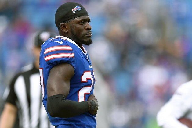 Buffalo Bills cornerback Tre'Davious White warms up before an NFL football game against the New England Patriots, Sunday, Sept. 29, 2019, in Orchard Park, N.Y. (AP Photo/Adrian Kraus)