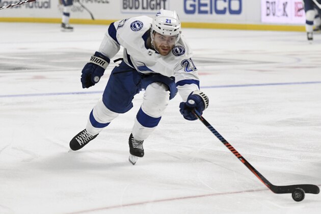 Tampa Bay Lightning center Brayden Point in action during an NHL hockey game against the Los Angeles Kings Wednesday, Jan. 29, 2020, in Los Angeles. (AP Photo/Michael Owen Baker)