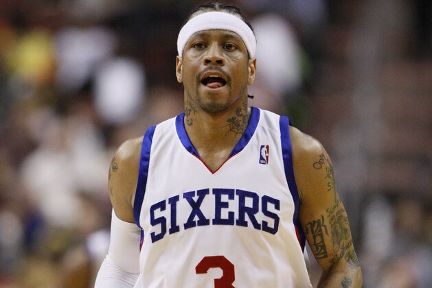 Philadelphia 76ers' Allen Iverson during an NBA basketball game against the Indiana Pacers, Monday, Jan. 25, 2010, in Philadelphia. (AP Photo/Matt Slocum)