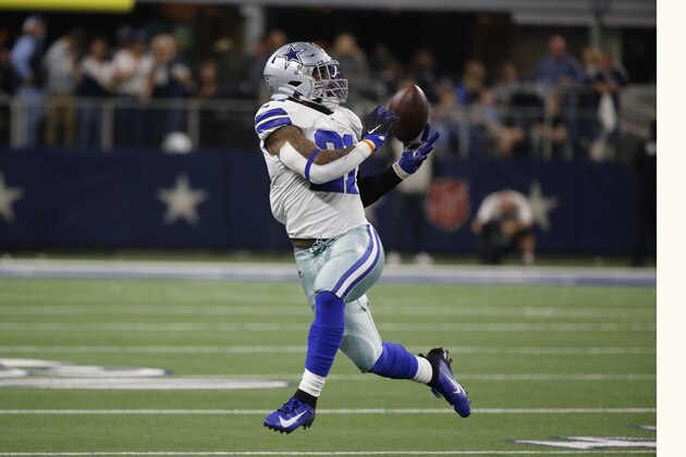 Dallas Cowboys running back Ezekiel Elliott (21) during the second half of an NFL football game against the Washington Redskins in Arlington, Texas, Sunday, Dec. 15, 2019. (AP Photo/Michael Ainsworth)