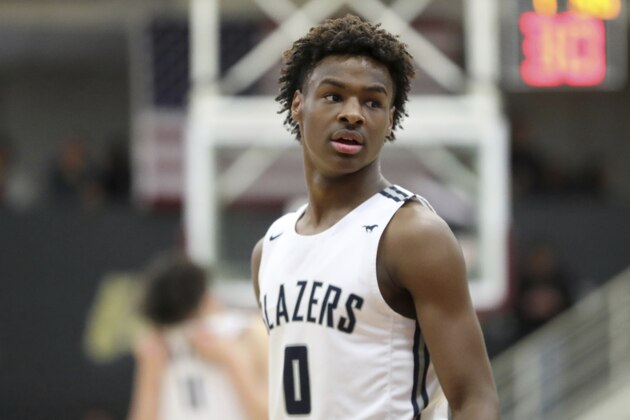 Sierra Canyon's Bronny James #0 is seen against Paul VI during a high school basketball game at the Hoophall Classic, Monday, January 20, 2020, in Springfield, MA. (AP Photo/Gregory Payan) Sierra Canyon's Bronny James #0 is seen against Paul VI during a high school basketball game at the Hoophall Classic, Monday, January 20, 2020, in Springfield, MA. (AP Photo/Gregory Payan)