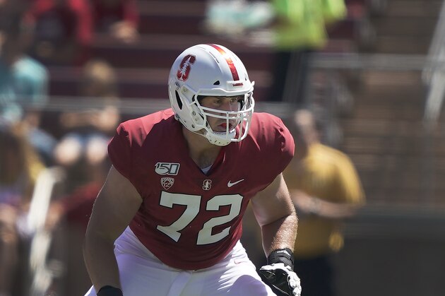 Stanford offensive tackle Walker Little (72) in action against Northwestern during the first half of an NCAA college football game on Saturday, Aug. 31, 2019, in Stanford, Calif. (AP Photo/Tony Avelar)