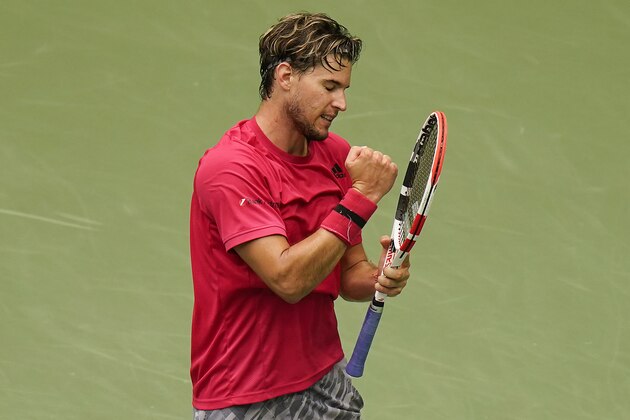 Dominic Thiem, of Austria, reacts during the men's singles final against Alexander Zverev, of Germany, during the US Open tennis championships, Sunday, Sept. 13, 2020, in New York. (AP Photo/Seth Wenig) Dominic Thiem, of Austria, reacts during the men's singles final against Alexander Zverev, of Germany, during the US Open tennis championships, Sunday, Sept. 13, 2020, in New York. (AP Photo/Seth Wenig)