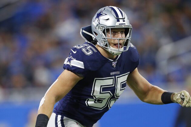 Dallas Cowboys outside linebacker Leighton Vander Esch plays against the Detroit Lions during an NFL football game in Detroit, Sunday, Nov. 17, 2019. (AP Photo/Paul Sancya)