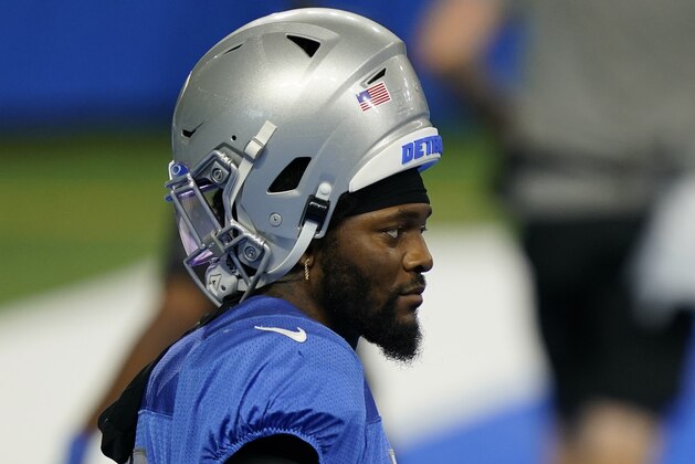 Detroit Lions linebacker Jamie Collins Sr., is seen at the Lions NFL football practice, Wednesday, Sept. 2, 2020, in Detroit. (AP Photo/Carlos Osorio)