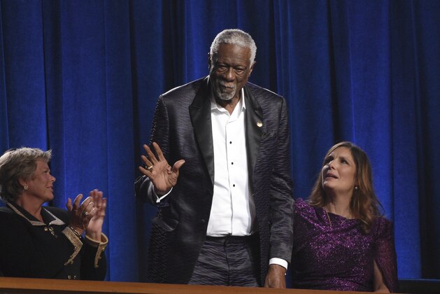 Bill Russell accepts the Arthur Ashe award for courage at the ESPY Awards on Wednesday, July 10, 2019, at the Microsoft Theater in Los Angeles. (Photo by Chris Pizzello/Invision/AP)