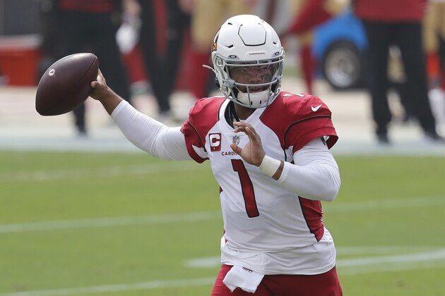Arizona Cardinals quarterback Kyler Murray (1) passes against the San Francisco 49ers during the first half of an NFL football game in Santa Clara, Calif., Sunday, Sept. 13, 2020. (AP Photo/Josie Lepe)