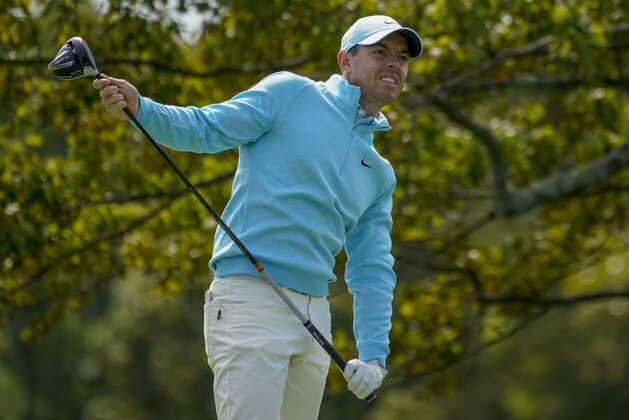 Rory McIlroy, of Northern Ireland, watches his shot from the second tee during the final round of the US Open Golf Championship, Sunday, Sept. 20, 2020, in Mamaroneck, N.Y. (AP Photo/Charles Krupa) Rory McIlroy, of Northern Ireland, watches his shot from the second tee during the final round of the US Open Golf Championship, Sunday, Sept. 20, 2020, in Mamaroneck, N.Y. (AP Photo/Charles Krupa)