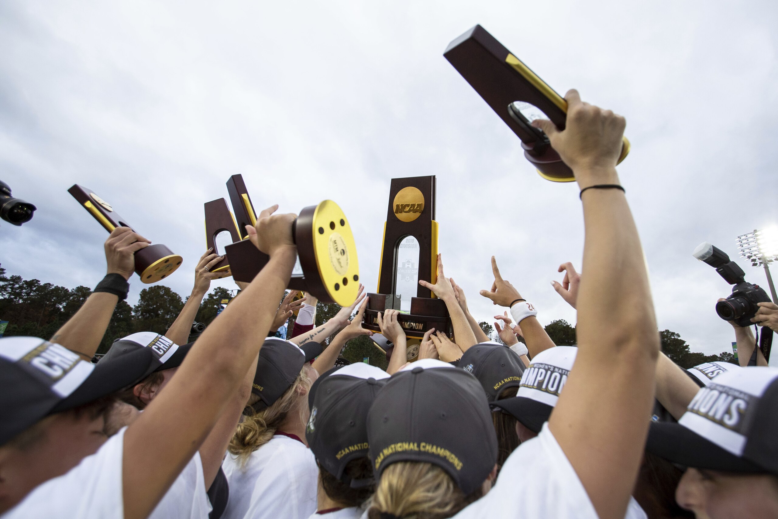 The Florida State Women's soccer team celebrates their victory over North Carolina in the NCAA women's soccer championship game in Cary, N.C., Sunday, Dec. 2, 2018. (AP Photo/Ben McKeown) The Florida State Women's soccer team celebrates their victory over North Carolina in the NCAA women's soccer championship game in Cary, N.C., Sunday, Dec. 2, 2018. (AP Photo/Ben McKeown)