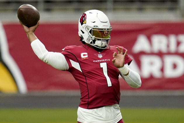 Arizona Cardinals quarterback Kyler Murray (1) warms up prior to an NFL football game against the Washington Football Team, Sunday, Sept. 20, 2020, in Glendale, Ariz. (AP Photo/Ross D. Franklin) Arizona Cardinals quarterback Kyler Murray (1) warms up prior to an NFL football game against the Washington Football Team, Sunday, Sept. 20, 2020, in Glendale, Ariz. (AP Photo/Ross D. Franklin)