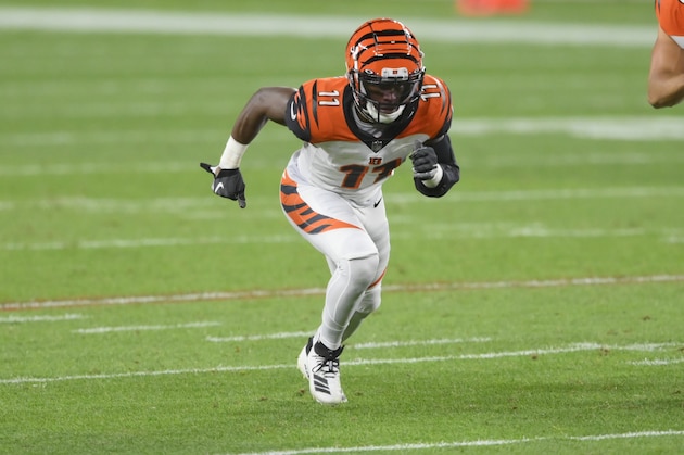 Cincinnati Bengals wide receiver John Ross (11) runs in the second quarter of an NFL football game against the Cleveland Browns, Thursday, Sept. 17, 2020, in Cleveland. The Browns won 35-30. (AP Photo/David Richard)