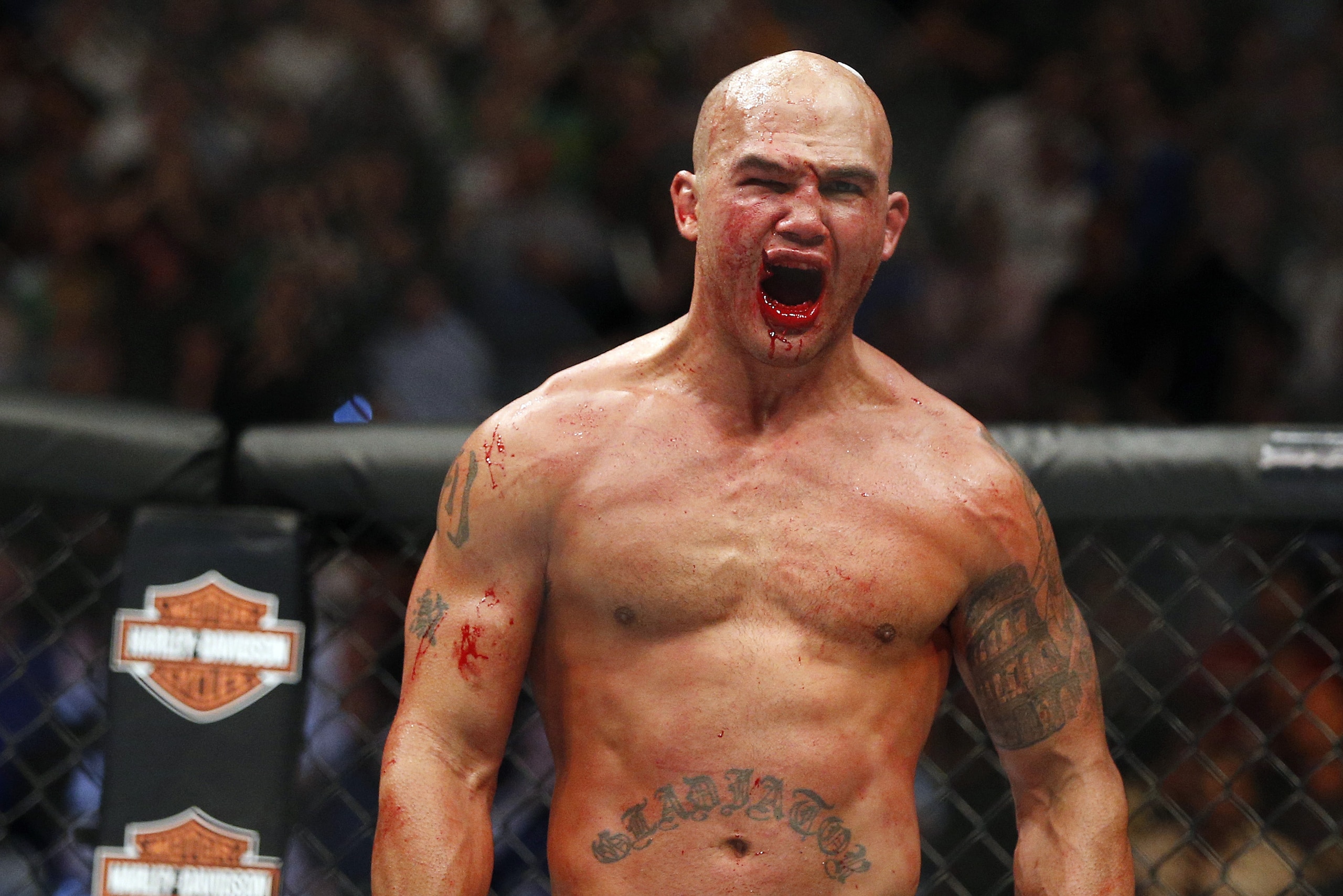 FILE - In this July 11, 2015, file photo, Robbie Lawler celebrates after defeating Rory MacDonald in their welterweight title fight mixed martial arts bout at UFC 189 in Las Vegas. Lawler believes he can avoid the upset bug that hit the majority of the UFC's champions during a tumultuous 2015. The welterweight king expects violence and victory Saturday when he takes on Carlos Condit at UFC 195 in Las Vegas. (AP Photo/John Locher, File) FILE - In this July 11, 2015, file photo, Robbie Lawler celebrates after defeating Rory MacDonald in their welterweight title fight mixed martial arts bout at UFC 189 in Las Vegas. Lawler believes he can avoid the upset bug that hit the majority of the UFC's champions during a tumultuous 2015. The welterweight king expects violence and victory Saturday when he takes on Carlos Condit at UFC 195 in Las Vegas. (AP Photo/John Locher, File)