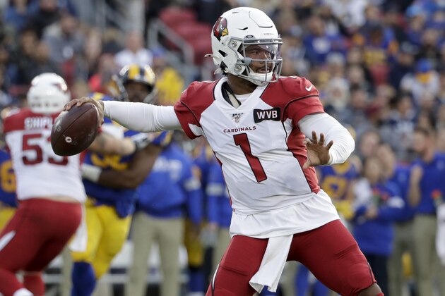 Arizona Cardinals quarterback Kyler Murray passes against the Los Angeles Rams during second half of an NFL football game Sunday, Dec. 29, 2019, in Los Angeles. (AP Photo/Marcio Jose Sanchez)