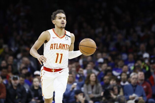 Atlanta Hawks' Trae Young plays during an NBA basketball game against the Philadelphia 76ers, Monday, Feb. 24, 2020, in Philadelphia. (AP Photo/Matt Slocum) Atlanta Hawks' Trae Young plays during an NBA basketball game against the Philadelphia 76ers, Monday, Feb. 24, 2020, in Philadelphia. (AP Photo/Matt Slocum)