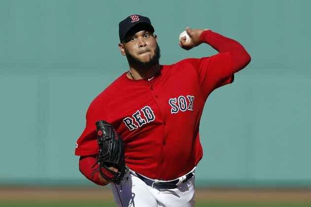 FILE - In this Sunday, Sept. 29, 2019 file photo, Boston Red Sox's Eduardo Rodriguez pitches during the first inning of a baseball game against the Baltimore Orioles in Boston. Boston pitcher Eduardo Rodríguez argued his case Wednesday, Feb. 12, 2020 asking for a raise to $8,975,000 rather than the $8.3 million offer of the Red Sox. A right-hander who turns 27 in April, Rodríguez was a career-best 19-6 with a 3.81 ERA in 34 starts last season, when he made $4,325,000. He is eligible for free agency after the 2021 season.(AP Photo/Michael Dwyer, File) FILE - In this Sunday, Sept. 29, 2019 file photo, Boston Red Sox's Eduardo Rodriguez pitches during the first inning of a baseball game against the Baltimore Orioles in Boston. Boston pitcher Eduardo Rodríguez argued his case Wednesday, Feb. 12, 2020 asking for a raise to $8,975,000 rather than the $8.3 million offer of the Red Sox. A right-hander who turns 27 in April, Rodríguez was a career-best 19-6 with a 3.81 ERA in 34 starts last season, when he made $4,325,000. He is eligible for free agency after the 2021 season.(AP Photo/Michael Dwyer, File)