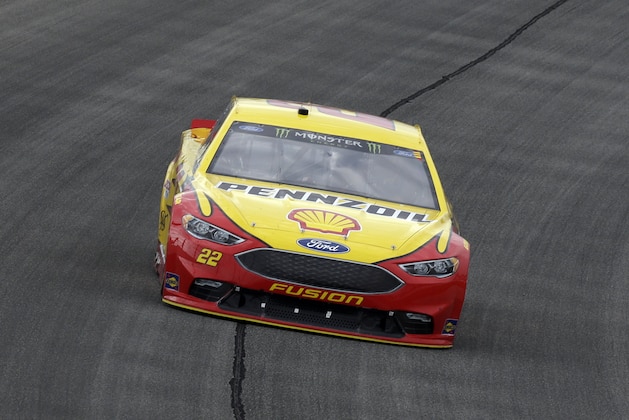 Joey Logan (22) drives during a NASCAR Cup Monster Energy Series auto race at Chicagoland Speedway in Joliet, Ill., Sunday, Sept. 17, 2017. (AP Photo/Nam Y. Huh)