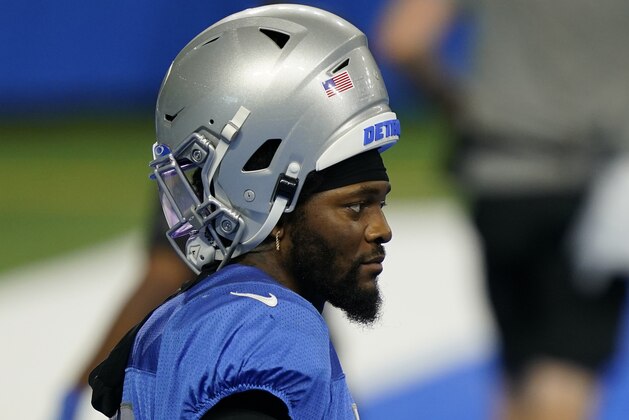 Detroit Lions linebacker Jamie Collins Sr., is seen at the Lions NFL football practice, Wednesday, Sept. 2, 2020, in Detroit. (AP Photo/Carlos Osorio)