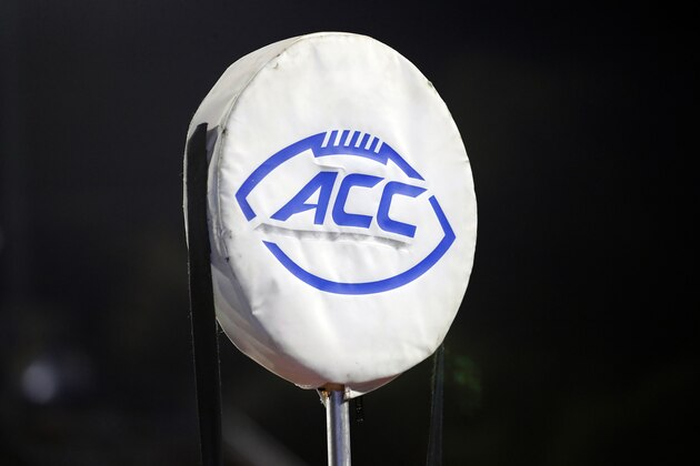 FILE - This Sept. 7, 2019, file photo shows the ACC logo atop the chain marker during the second half of an NCAA college football game between Duke and North Carolina A&T, in Durham, N.C. There's a growing trend at Atlantic Coast Conference football games: alcohol sales to the general public. Now everyone can enjoy their beverage of choice at most ACC stadiums, not just boosters and donors. (AP Photo/Karl B DeBlaker, File) FILE - This Sept. 7, 2019, file photo shows the ACC logo atop the chain marker during the second half of an NCAA college football game between Duke and North Carolina A&T, in Durham, N.C. There's a growing trend at Atlantic Coast Conference football games: alcohol sales to the general public. Now everyone can enjoy their beverage of choice at most ACC stadiums, not just boosters and donors. (AP Photo/Karl B DeBlaker, File)