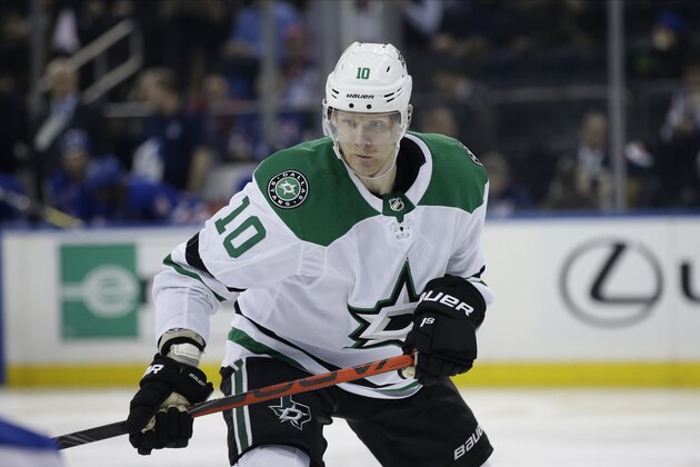 Dallas Stars' Corey Perry (10) during the third period of an NHL hockey game against the New York Rangers Monday, Feb. 3, 2020, in New York. The Stars won 5-3. (AP Photo/Frank Franklin II)