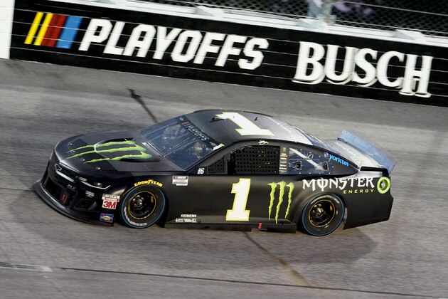 Kurt Busch (1) runs during a NASCAR Cup Series auto race Sunday, Sept. 6, 2020, in Darlington, S.C. (AP Photo/Chris Carlson)