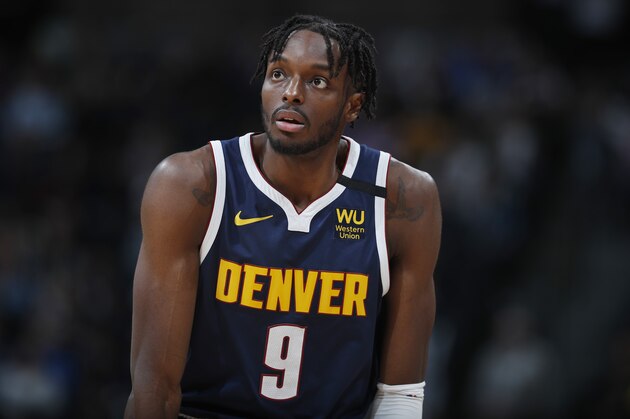 Denver Nuggets forward Jerami Grant (9) in the second half of an NBA basketball game Thursday, Jan. 30, 2020, in Denver. The Nuggets 106-100. (AP Photo/David Zalubowski)