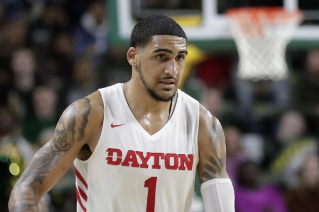 Dayton's Obi Toppin (1) is seen during the second half of an NCAA college basketball game against George Mason, Tuesday, Feb. 25, 2020, in Fairfax, Va. Dayton won 62-55. (AP Photo/Luis M. Alvarez)